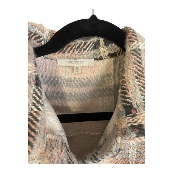 Veveret Pink Colorful Sequin Jacket with Relaxed Fit - Picture 4 of 5